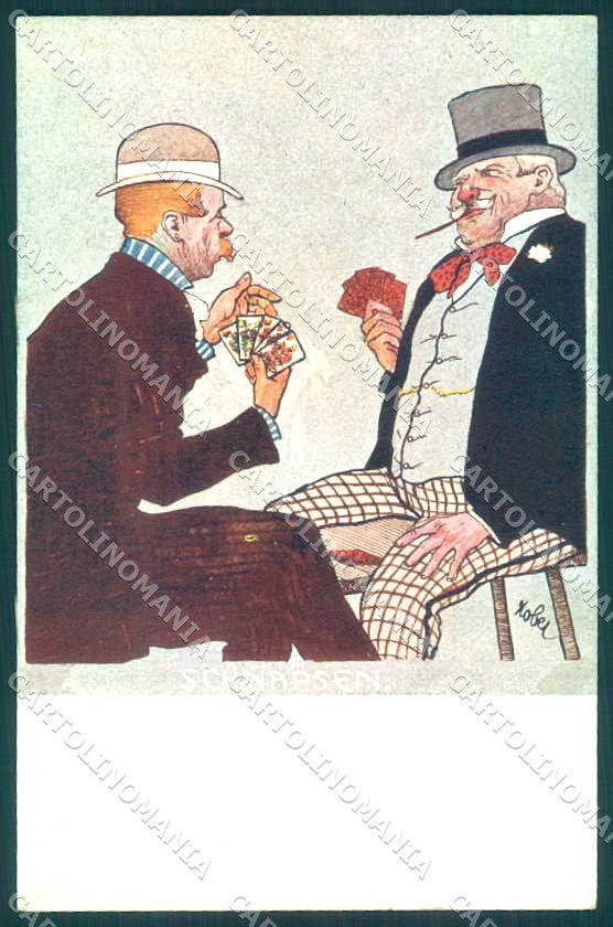 Artist Signed Kober Men Playing Cards Schnapsen B.K.W.I. serie 870-17 pc VK9423 – fronte