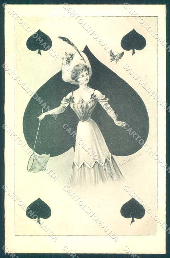 Artist Signed Schiendl Fashion Glamour Lady Cards Signs Viennoise pc VK9429 – fronte