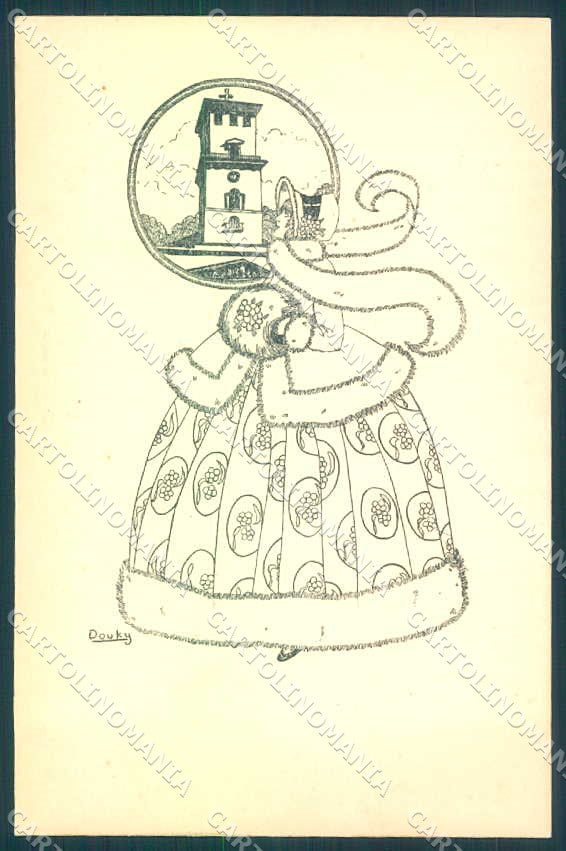 Artist Signed Douky Fashion Glamour Lady serie 3405 postcard VK9430 – fronte