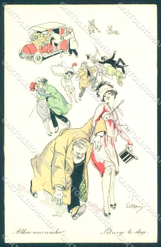 Artist Signed Baer Gil Fashion Glamour Lady Car Hand Painted serie 609 pc VK9434 – fronte