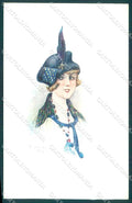 Artist Signed Santini Fashion Glamour Lady les Midinettes serie 132 pc VK9445 – fronte