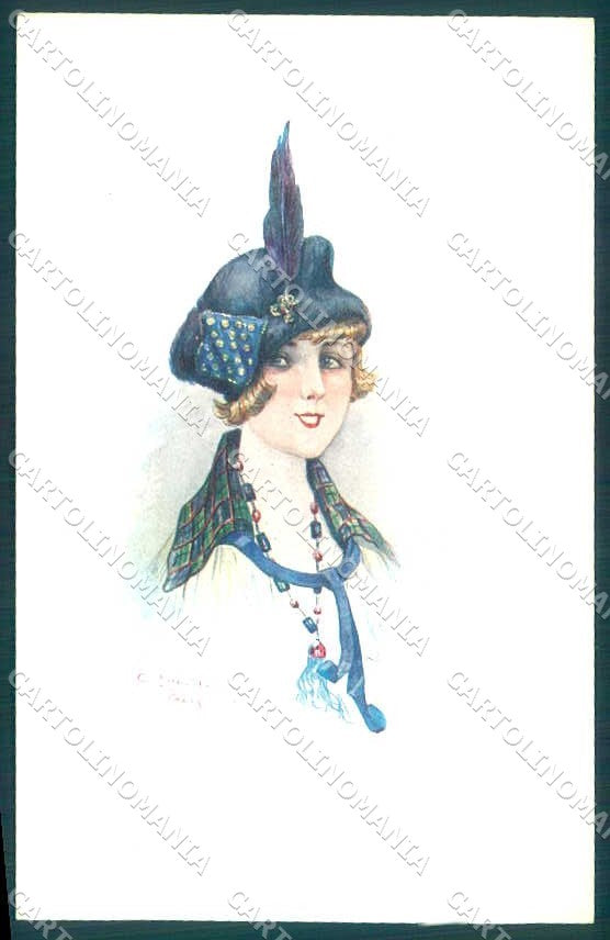Artist Signed Santini Fashion Glamour Lady les Midinettes serie 132 pc VK9445 – fronte