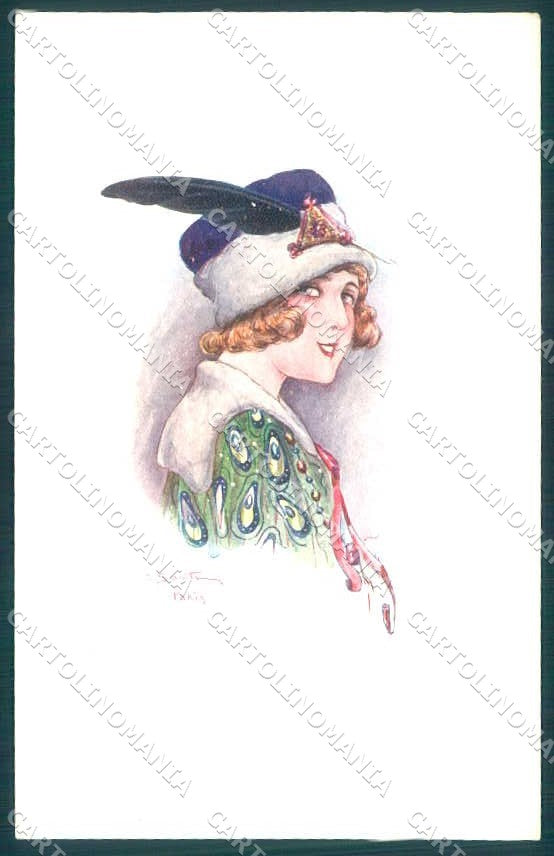 Artist Signed Santini Fashion Glamour Lady les Midinettes serie 132 pc VK9446 – fronte