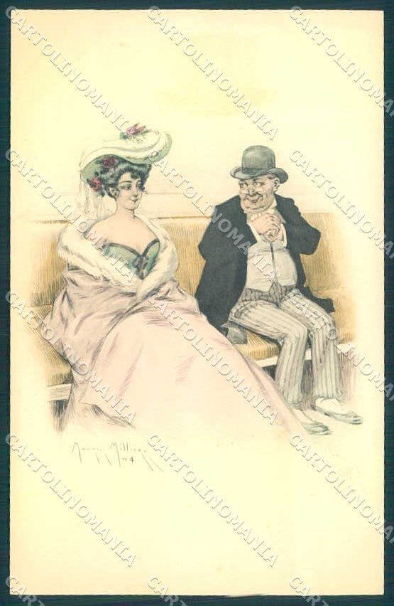 Artist Signed Milliere Fashion Glamour Lady Man MM Vienne 215 postcard VK9473 – fronte