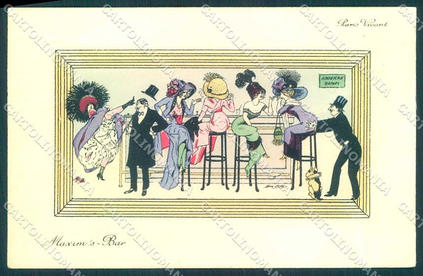 Artist Signed Sager Glamour Lady French Bulldog Dog serie 4542 CREASED pc VK9483 – fronte