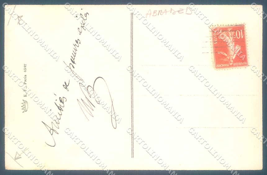 Artist Signed Sager Glamour Lady French Bulldog Dog serie 4542 CREASED pc VK9483 – retro