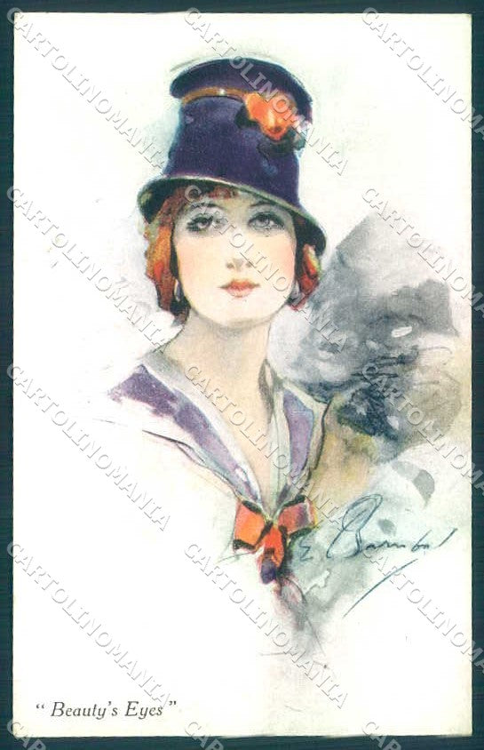 Artist Signed Barribal Fashion Glamour Lady Beauty Eyes serie 1043 pc VK9493 – fronte