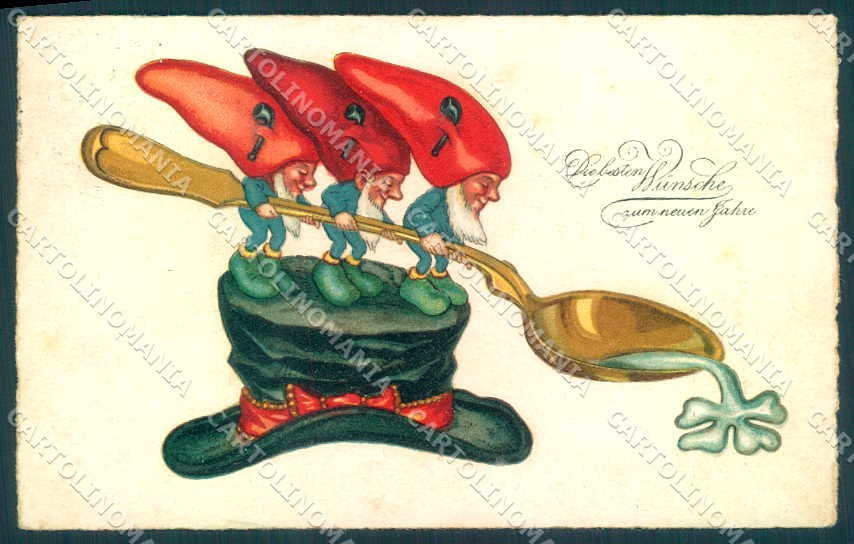 Artist Signed Gnome Lutin Fantasy serie 1848 CREASED postcard VK9505 – fronte