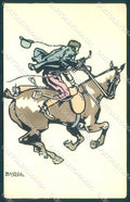 Artist Signed Vogl Man Horse B.K.W.I. 697-3 WRINKLES postcard VK9576 – fronte
