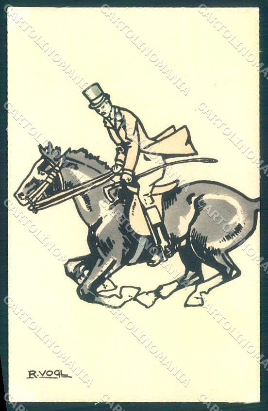Artist Signed Vogl Man Horse Fox Hunting B.K.W.I. 697-5 postcard VK9577 – fronte