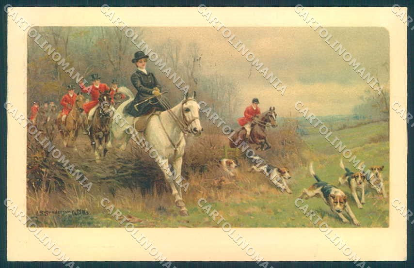 Artist Signed Sanderson Sidesaddle Lady Horse Fox Hunting Meissner 1652 VK9580 – fronte