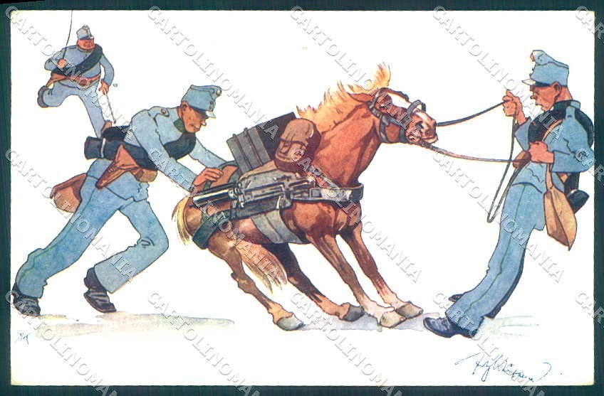 Artist Signed Schoenpflug Military Soldier Horse B.K.W.I. 441-8 pc VK9608 – fronte