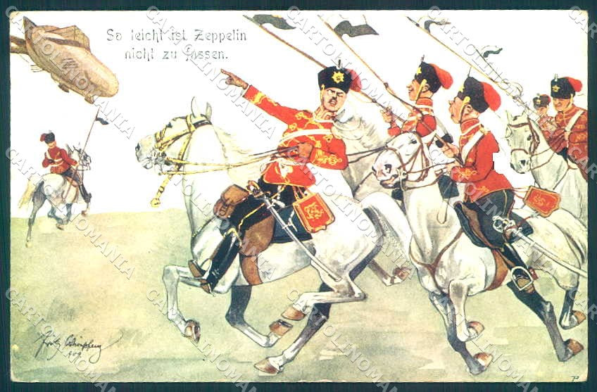 Artist Signed Schoenpflug Soldier Horse Zeppelin B.K.W.I. 335-12 pc VK9617 – fronte