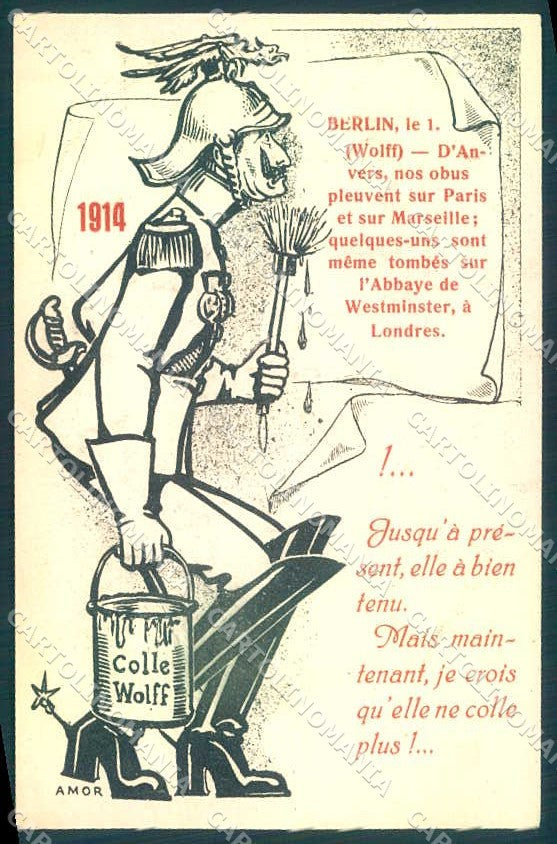 Artist Signed Amor WWI Propaganda Anti German Kaiser postcard VK9625 – fronte