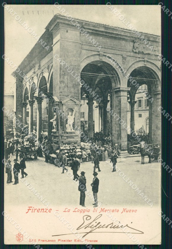 Firenze Città Loggia Mercato Nuovo PIEGHINA cartolina WX0014 – fronte