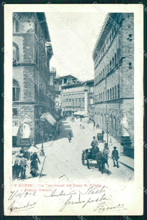 Firenze Città Via Tornabuoni Carrozza cartolina WX0035 – fronte