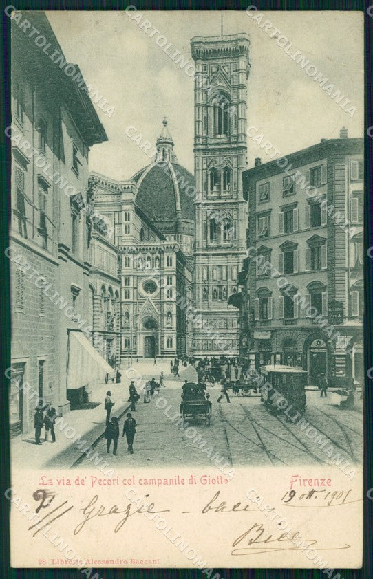 Firenze Città Via Dé Pecori Campanile Giotto Tram cartolina WX0037 – fronte