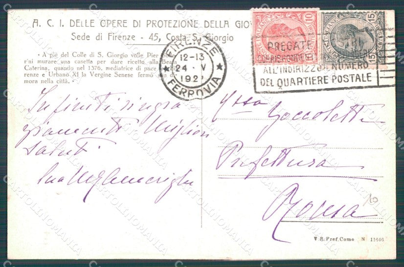 Firenze Città Cappella di Santa Caterina da Siena cartolina WX0043 – retro