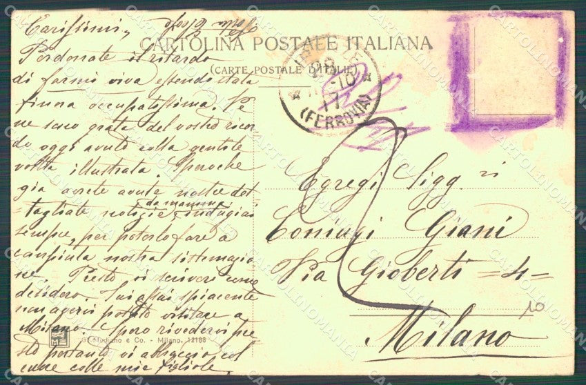 Firenze Città Casa Dante Alighieri cartolina WX0054 – retro