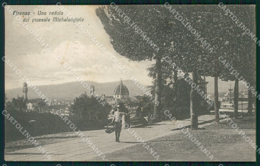 Firenze Città Veduta da Piazza Michelangelo MACCHIA cartolina WX0074 – fronte