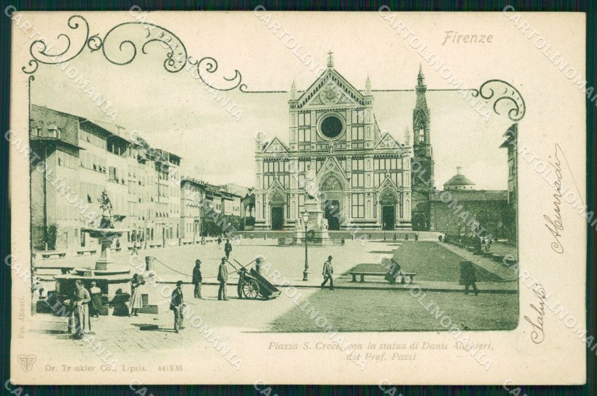 Firenze Città Piazza Santa Croce PIEGHINA PIEGHINA cartolina WX0095 – fronte
