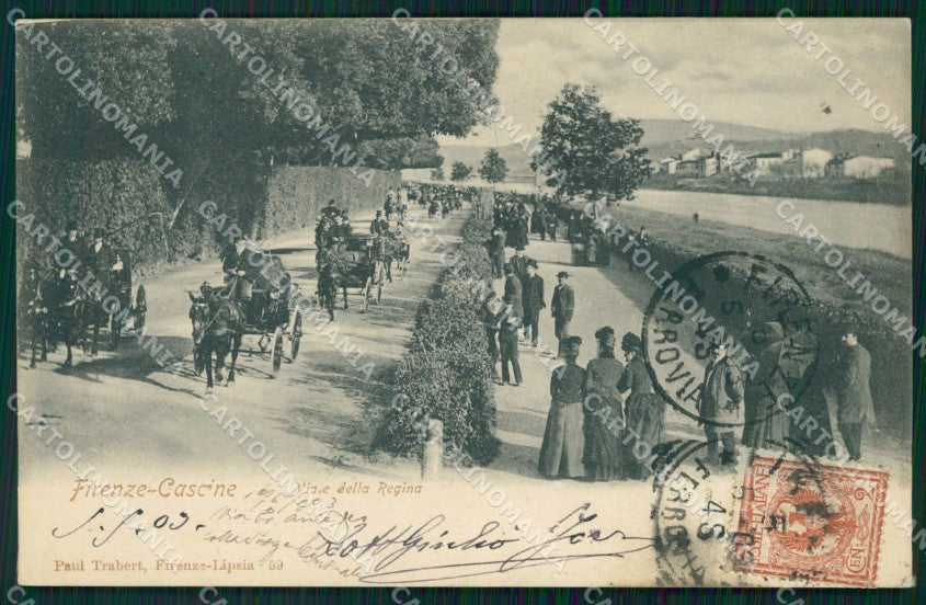Firenze Città Cascine Viale della Regina Carrozze cartolina WX0105 – fronte