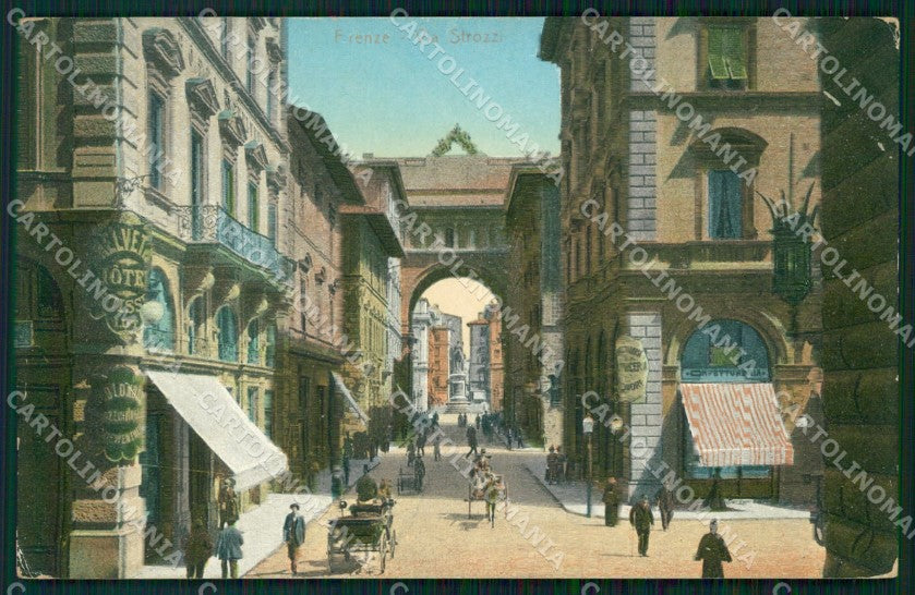 Firenze Città Via Strozzi Carrozza cartolina WX0109 – fronte
