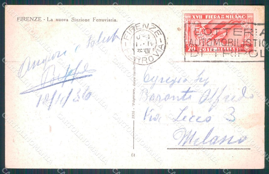 Firenze Città Stazione PIEGA cartolina WX0125 – retro