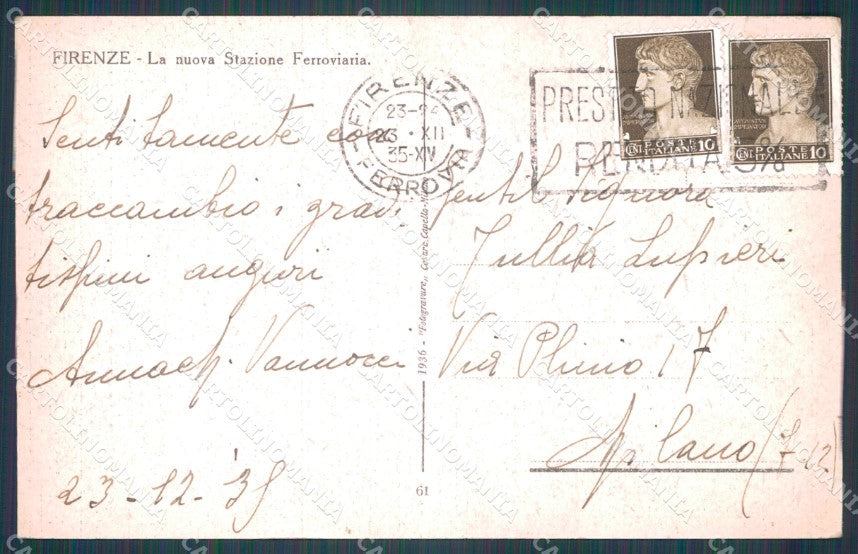 Firenze Città Stazione cartolina WX0126 – retro