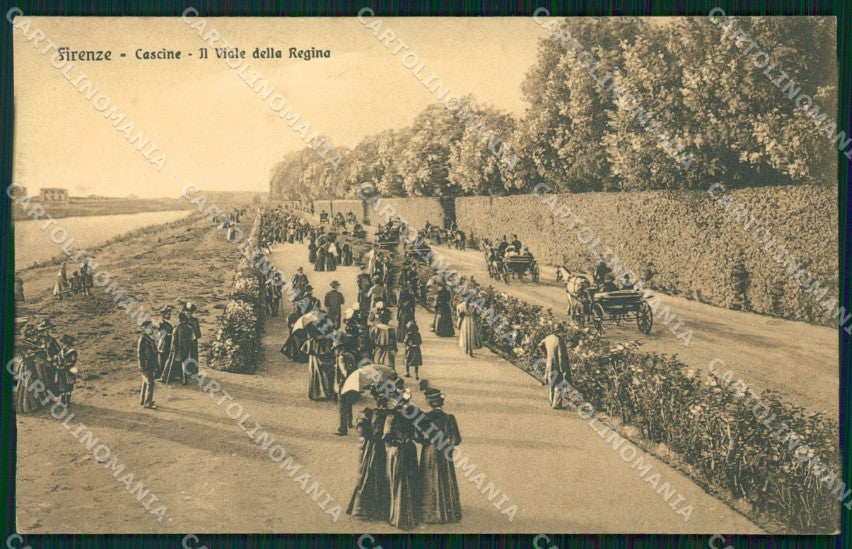 Firenze Città Cascine Viale della Regina Carrozze cartolina WX0135 – fronte