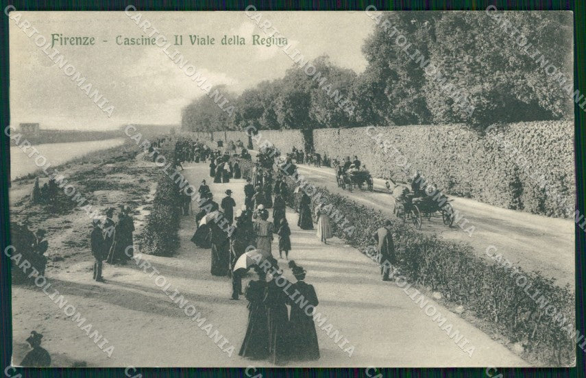 Firenze Città Cascine Viale della Regina Carrozze PIEGA cartolina WX0148 – fronte
