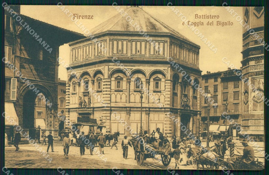 Firenze Città Battistero e Loggia Del Bigallo Carretti COLLA cartolina WX0150 – fronte