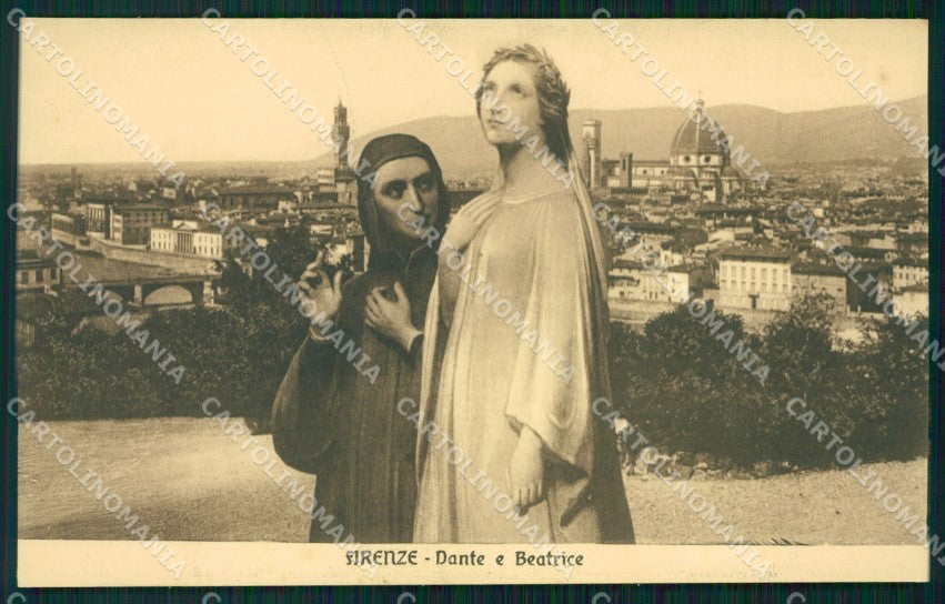 Firenze Città Dante e Beatrice cartolina WX0154 – fronte