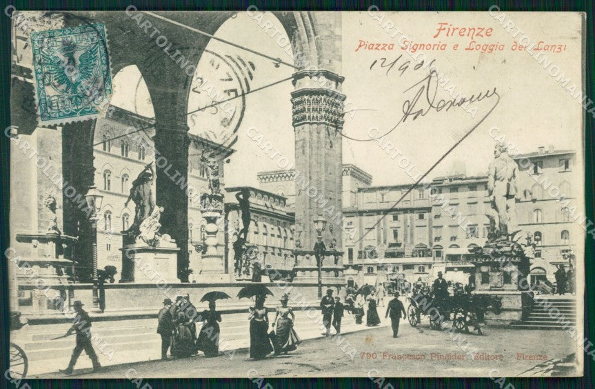Firenze Città Palazzo Signoria e Loggia dei Lanzi Carrozza cartolina WX0164 – fronte