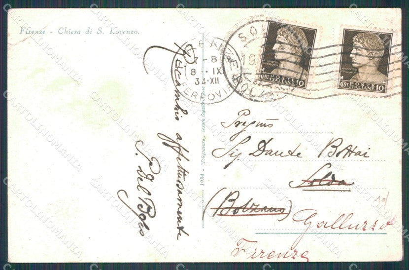 Firenze Città Chiesa San Lorenzo PIEGA cartolina WX0172 – retro