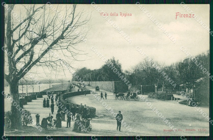 Firenze Città Cascine Viale della Regina Carrozza cartolina WX0176 – fronte