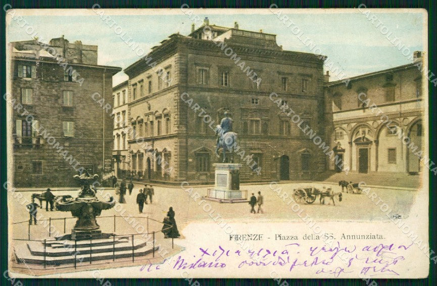 Firenze Città Piazza Santissima Annunziata PIEGHE cartolina WX0190 – fronte