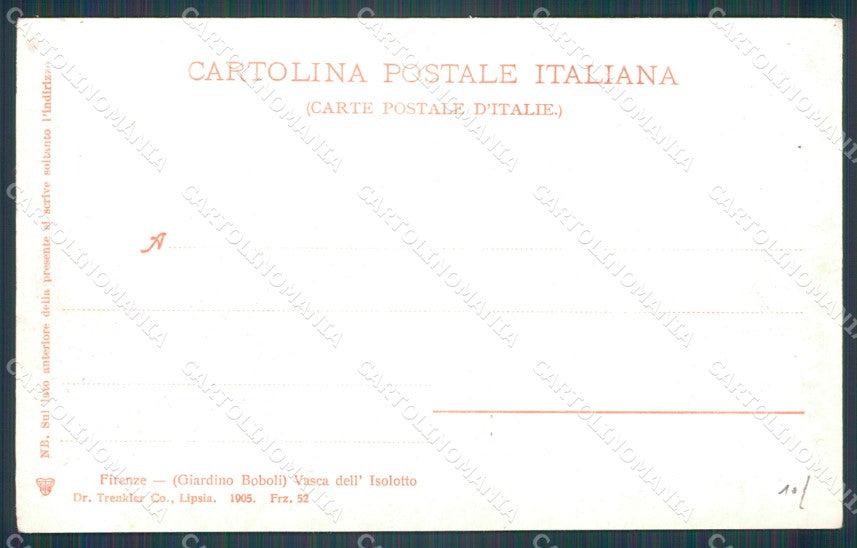 Firenze Città Giardino Boboli cartolina WX0191 – retro