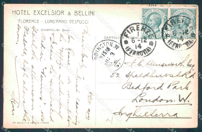 Firenze Città Hotel Excelsior Corriera MACCHIE cartolina WX0195 – retro
