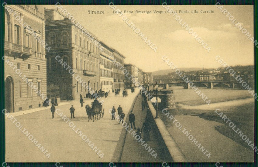 Firenze Città Lungarno Amerigo Vespucci Carrozza cartolina WX0203 – fronte