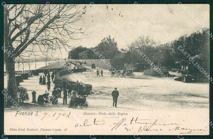 Firenze Città Cascine Viale della Regina Carrozza cartolina WX0206 – fronte