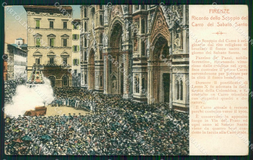 Firenze Città Scoppio del Carro Sabato Santo cartolina WX0218 – fronte