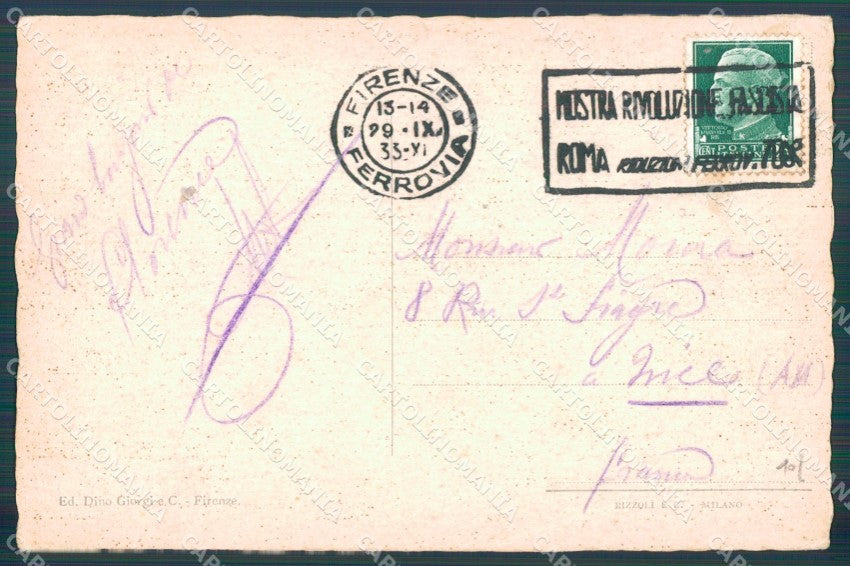 Firenze Città Piazza della Signoria Ercole PIEGA cartolina WX0226 – retro