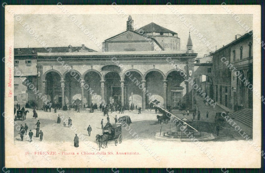 Firenze Città Chiesa Santissima Annunziata Carrozze PIEGA cartolina WX0236 – fronte