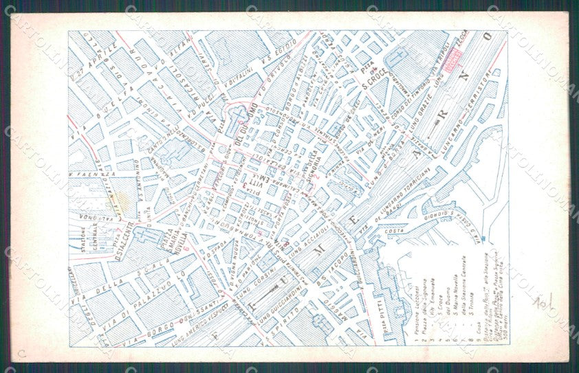 Firenze Città Lungarno della Zecca Pubblicitaria Mappa cartolina WX0240 – retro