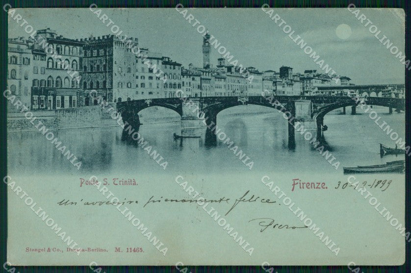 Firenze Città Ponte Santa Trinità Chiaro di Luna PIEGHINE cartolina WX0260 – fronte