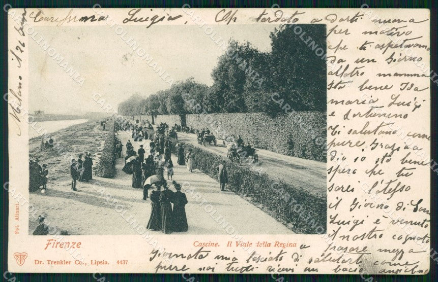 Firenze Città Cascine Viale della Regina Carrozze cartolina WX0271 – fronte