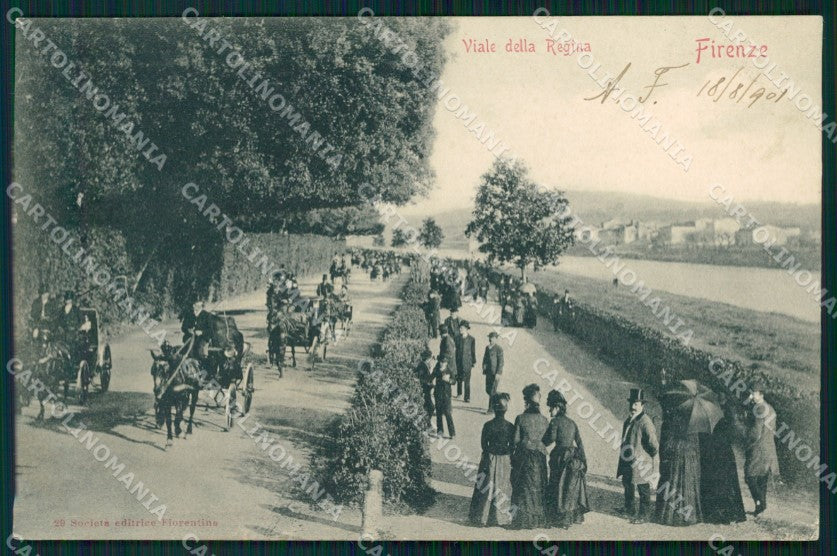 Firenze Città Cascine Viale della Regina Carrozze cartolina WX0281 – fronte
