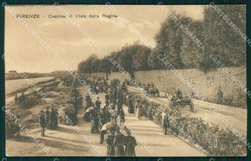 Firenze Città Cascine Viale della Regina Carrozze PIEGA cartolina WX0302 – fronte