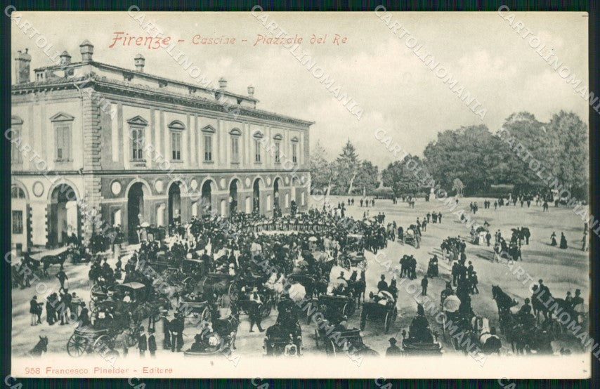 Firenze Città Cascine Piazza del Re Carrozze cartolina WX0324 – fronte